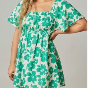 Green Floral Altar'd State Mini Dress
